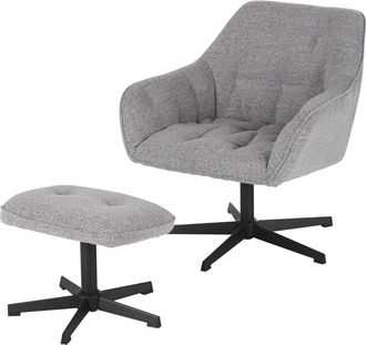 Maisons du monde Sillón giratorio con reposapiés gris