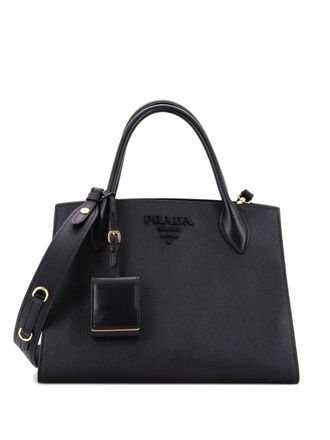 Prada Monochrome Saffiano with City Calf Medium tote bag - Black