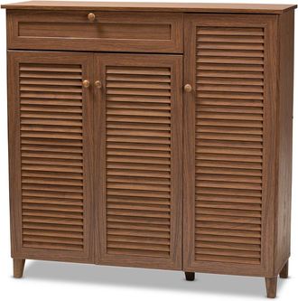 Baxton Studio 45In Coolidge 11-Shelf Shoe Storage Cabinet