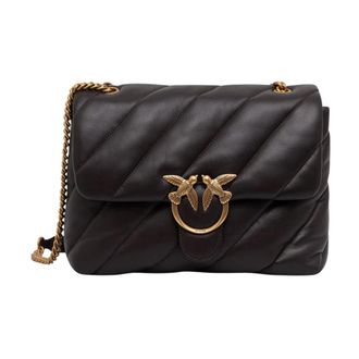 Pinko Love Big Puff Crossbody Bag - Dames - Schoudertassen - Bruin - ONE Size - Katoen - Tassen