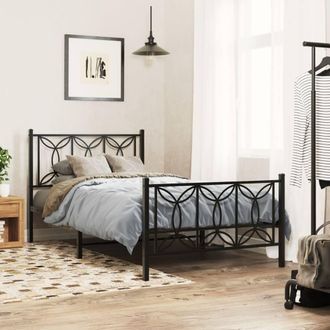Berkfield Home Metal Bed Frame without Mattress with Footboard Black 100x200cm | Size: 100x200 cm