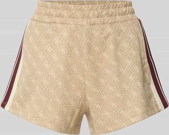 Guess Shorts mit Allover-Logo-Print Modell Jacquard in Camel, Gr&ouml;&szlig;e XL