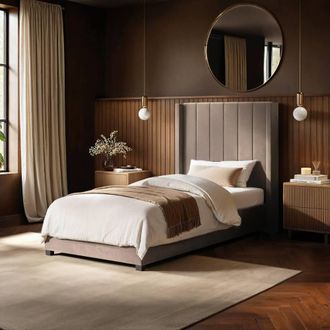 Flair Tiggy Single Ottoman Bed Velvet in Beige