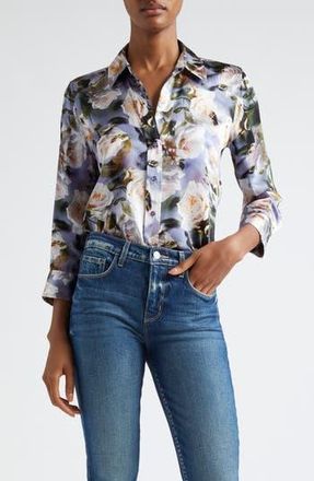 L'agence Dani Floral Silk Charmeuse Blouse in Multi Distressed Floral at Nordstrom Rack, Size Xx-Small