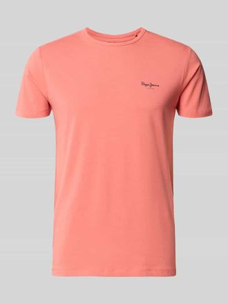 Pepe Jeans London Slim Fit T-Shirt aus Baumwoll-Mix Modell ORIGINAL BASIC 3N in Koralle, Gr&ouml;&szlig;e XXL