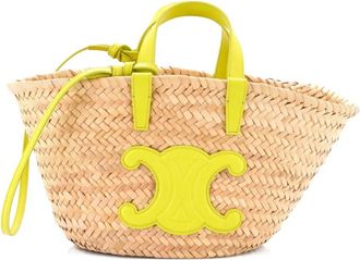 Celine Triomphe Basket Raffia with Leather Teen shoulder bag - Beige