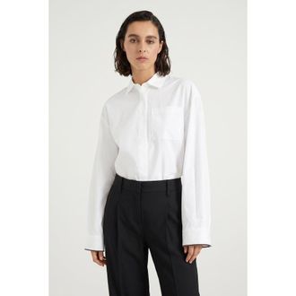Brunello Cucinelli White Oversized Cotton Shirt, Size Medium