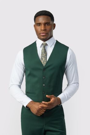 Ted Baker Mens Single Breasted Five Button V-neck Tailored Suit Waistcoat - Green Wool - Size 44 (Chest)