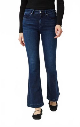 Mavi Sydney High Rise Flare Jeans In Deep Brushed Feather Blue