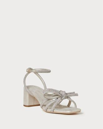 Loeffler Randall Womens Mikel Heeled Sparkle Bow Sandals In Cappuccino