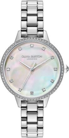 Olivia Burton Captivate Mother-of-Pearl & Crystal Bracelet Watch, 34mm in Mop/Silver at Nordstrom