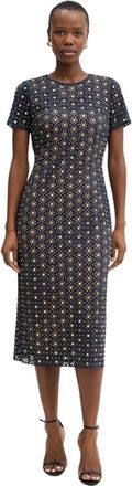 Michael Kors Laser Cut Mirror Scuba Midi Jurk - Dames - Casual kleedjes - Blauw - XS - Polyester - Kleedjes