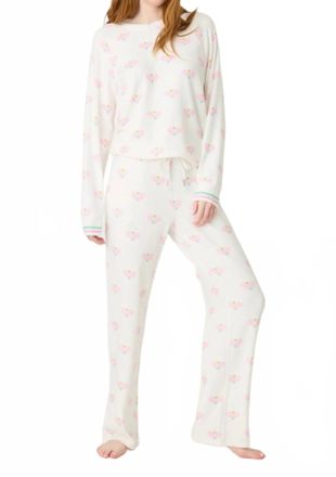 PJ Salvage Peachy Party Pickleball Pant In Ivory/ Pink