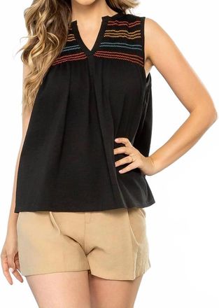 THML Clothing Smocked Detail Knit Top In Black