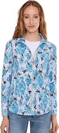 Lilly Pulitzer Leona Upf 50+ Zip-Up Womens Clothing Resort White Seashell Splendor Seashell Splendor : XXS, Spandex/Modal/Cotton
