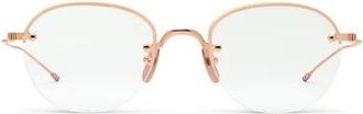 Thom Browne Ueo959A-G0001 Semi-rimless ovale zonnebril - unisex - Accessoires - Geel - Maat: 52 MM