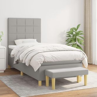 vidaXL Vidaxl - Cama Box Spring Con Colch&oacute;n Tela Gris Claro 100x200 Cm