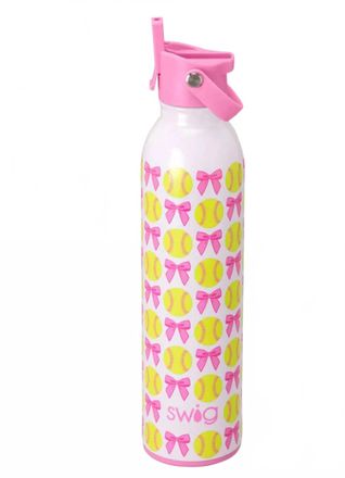 Swig Pitch Hit Run Flip And Sip Bottle - 26Oz In Pink Bow & Fun Soft Ball