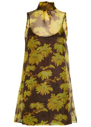Staud Ablee Floral-print Organza Mini Dress - Multicoloured - S (UK8-10 / S)