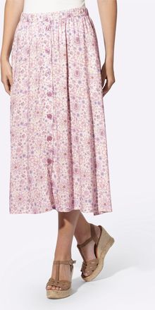 Heine Schlupfrock HEINE, Damen, Gr. 34, champagner, flieder, bedruckt, 100% Viskose, bedruckt, gebl&uuml;mt, gemustert, mehrfarbig, wadenlang, R&ouml;cke Schlupfrock