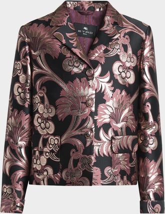 Etro Metallic Jacquard Single-Breasted Blazer