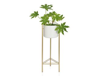 Wadiga Andrea House Ax69045 Macetero Metal Blanco-dorado 28x28x80 Cm - Ref: Ax69045