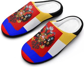 Generic Flag of Russia Mens House Slippers Memory Foam Washable Cotton Slip on Home Shoes