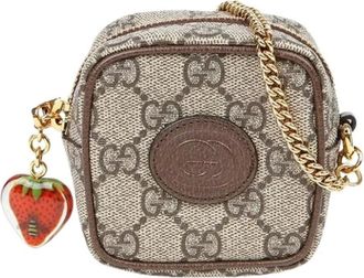 Gucci Pre-owned Mini Bags, female, Brown, Size: ONE SIZE Pre-owned GG Strawberry Coin Purse Wallet