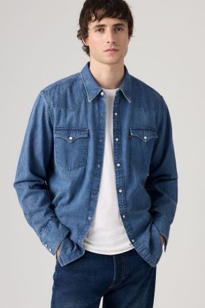 Levi's Barstow Standard Fit Western Shirt - Uomo - 2XL - Blu / Rustic Root Hills Worn-in