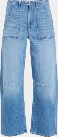 LE JEAN Utility Barrel-Leg Crop Jeans