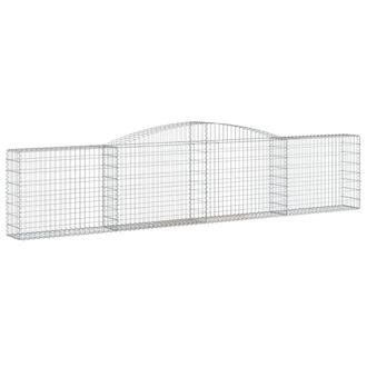 Berkfield Home Decorative Arched Gabion Baskets 5 pcs 400x30x80/100 cm Galvanise in Silver