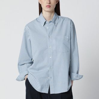 Dunst Oversized light blue check shirt