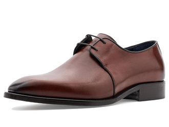 Johnston & Murphy Larson 2-Eye Plain Toe Mens Shoes Mahogany Italian Calfskin : 11.5 M, Leather