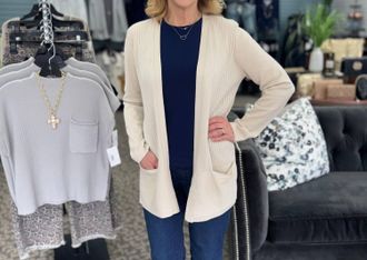 DAGNE DOVER Light Weight Cardigan In Cream
