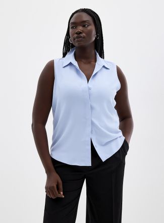 Contemporaine Womens Shirt collar silky cami