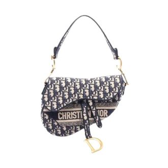 Dior Vintage, unisex, Blauw, ONE Size, Pre-owned Saddle Oblique Canvas Handbag