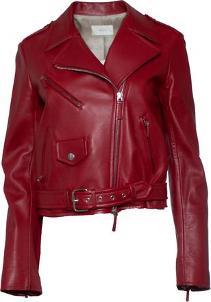 The Row red leather biker jacket