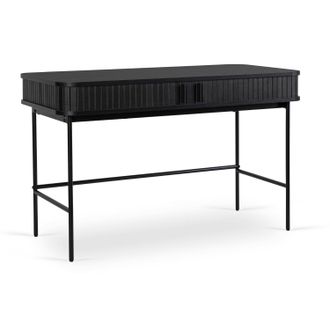 OEM Escritorio Extensible Trish De 120 Cm, Negro, Con Ranuras, Estilo Loft Moderno