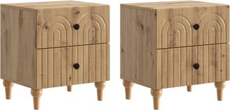 vidaXL Armario De Noche 2 Uds. Roble Artisan 43 X 34,5 X 48 Cm Vidaxl