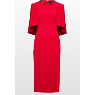 Jenny Packham Ursa Embellished-Neck Midi Dress in Chilli Red at Nordstrom, Size 12 Uk
