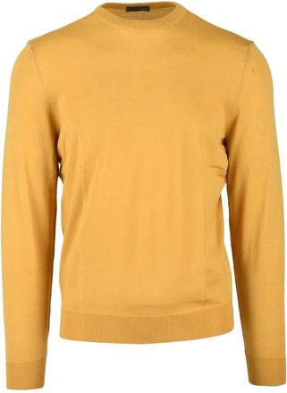 Drumohr Thin Merino Wool Crew Neck Pullover - Black/Orange