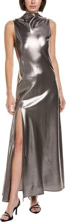 Sally Lapointe Silk Metallic Drape Dress