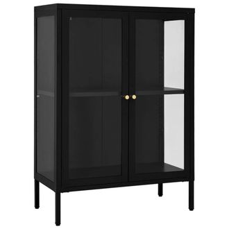 Berkfield Home Sideboard Black 75x35x105 cm Steel & Glass | Size: 75 x 35 x 105 cm