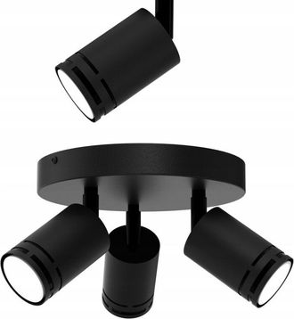 OEM L&aacute;mpara De Techo M&oacute;vil Negra Led Gu10 Spot Foco Orientable