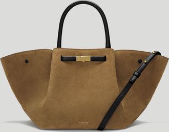 DeMellier The Midi New York in Tobacco Suede & Black Smooth Leather Shoulder bag