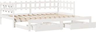 vidaXL Daybed with Trundle and Drawers without Mattress White 80x200 cm Vidaxl