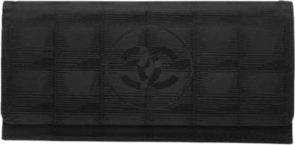 Chanel Pre-owned Long wallet (tri-fold) - Dames - Vintage Accessoires - Zwart - ONE Size - Nylon - Vintage