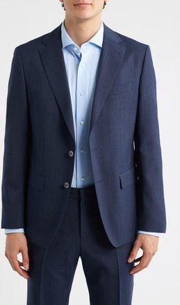 BOSS Hutson Slim Fit Navy M&eacute;lange Virgin Wool Sport Coat in Dark Blue at Nordstrom, Size 46 Regular