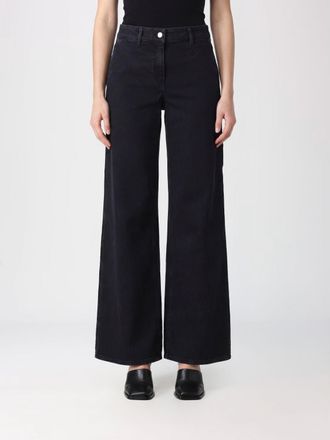 Courr&egrave;ges Jeans a 5 tasche a gamba larga in denim di cotone a vita media