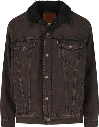 Levi's Brown Cotton Denim Faux Shearling Sherpa Jacket